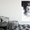 Girl Hair Waving by Wind B&W Watercolor Painting Print 100% Australian Made