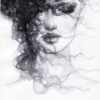 Girl Hair Waving by Wind B&W Watercolor Painting Print 100% Australian Made - Image 3