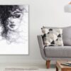 Girl Hair Waving by Wind B&W Watercolor Painting Print 100% Australian Made - Image 2