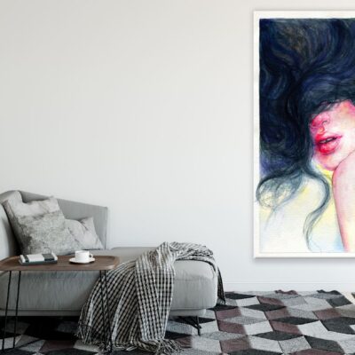 Fashion Bedhead Hairstyles Woman Watercolor Painting Print 100% Australian Made