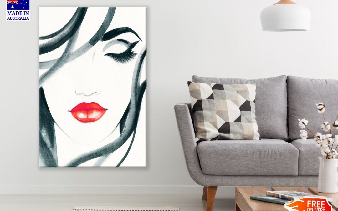 Fashion Woman Face Watercolor Painting Print 100% Australian Made