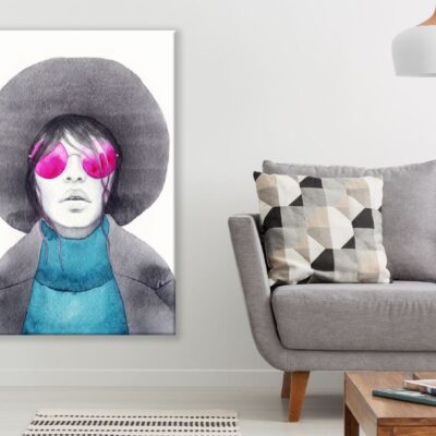 Fashion Woman with Sunglass Watercolor Painting Print 100% Australian Made