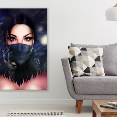 Mysterious Woman with Mask Digital Art Print 100% Australian Made