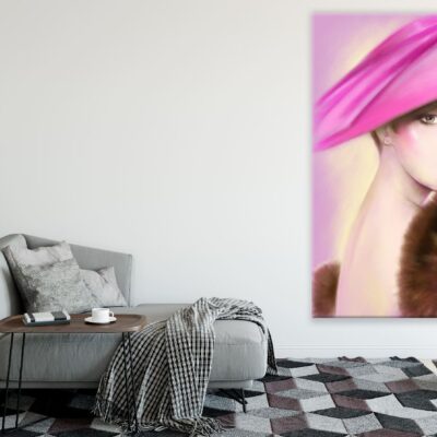 Fashion Woman with Hat Pastel Painting Print 100% Australian Made