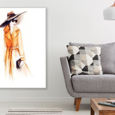 Fashion Woman in Coat Watercolor Painting Print 100% Australian Made