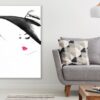 Fashion Woman with Hat B&W Abstract Watercolor Painting Print 100% Australian Made