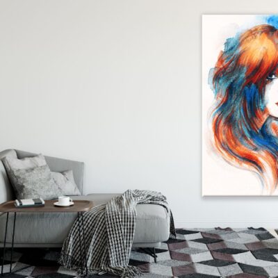 Woman with Colorful Hair Abstract Design Print 100% Australian Made
