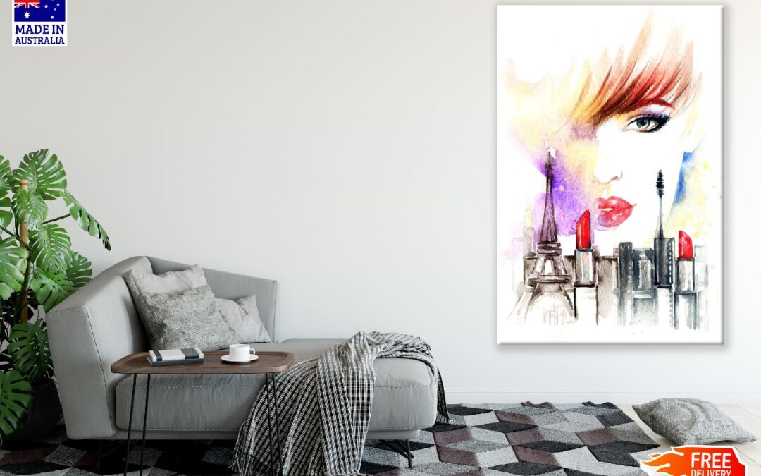 Woman Face & Makeup Watercolor Painting Print 100% Australian Made