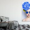 Fashion Portrait of Young Lady with Blue Hydrangea Print 100% Australian Made - Image 2
