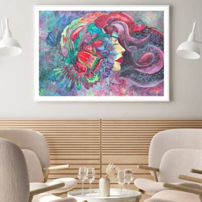 Girl & Abstract Painting Design Home Decor Premium Quality Poster Print Choose Your Sizes