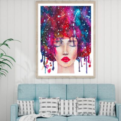 Girl Portrait Abstract Painting Home Decor Premium Quality Poster Print Choose Your Sizes