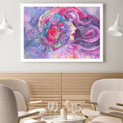 Girl & Abstract Painting Design Home Decor Premium Quality Poster Print Choose Your Sizes