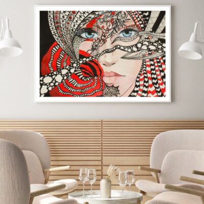 Girl Portrait & Abstract Painting Home Decor Premium Quality Poster Print Choose Your Sizes