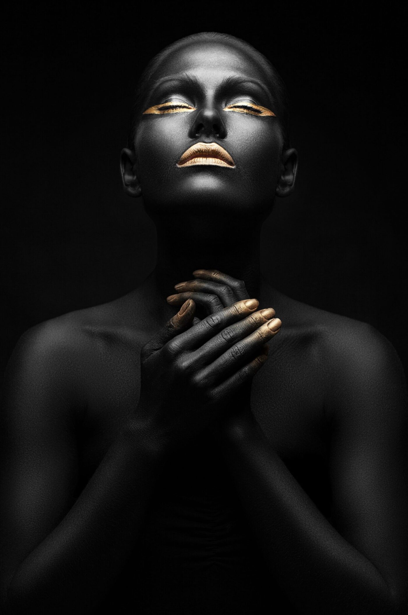 Girl with Black & Gold Makeup Portrait Photograph Home Decor Premium Quality Poster Print Choose Your Sizes - Image 2