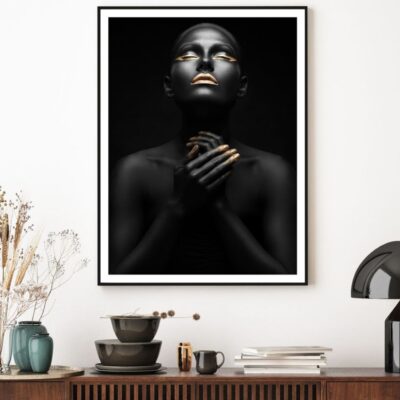 Girl with Black & Gold Makeup Portrait Photograph Home Decor Premium Quality Poster Print Choose Your Sizes