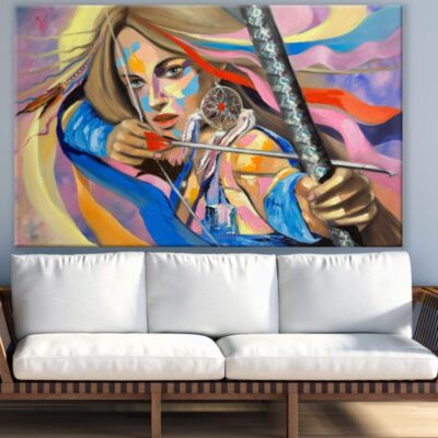 Warrior Girl Oil Painting Print 100% Australian Made