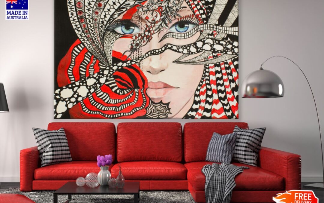 Girl Portrait & Abstract Painting Print 100% Australian Made