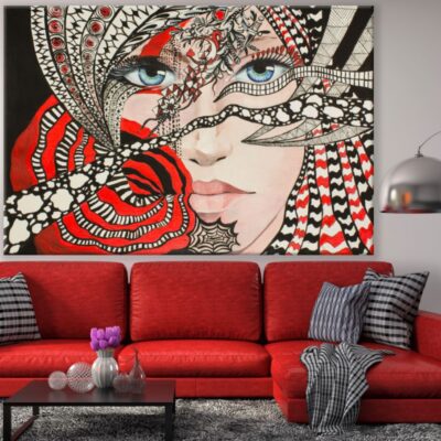 Girl Portrait & Abstract Painting Print 100% Australian Made