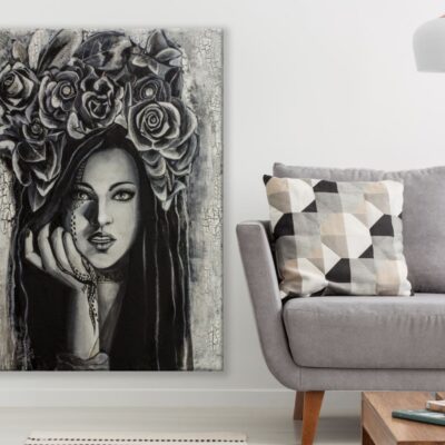 Girl with Floral Headdress Paint Print 100% Australian Made