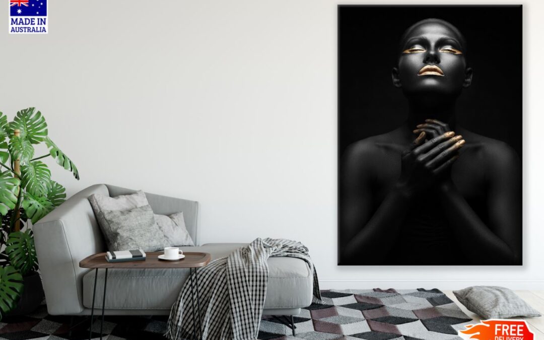 Girl with Black & Gold Makeup Print 100% Australian Made
