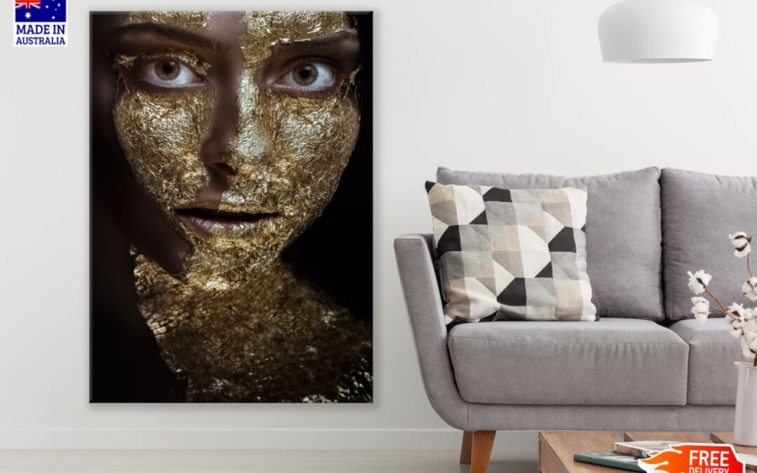 Girl with Gold Makeup Photograph View Print 100% Australian Made
