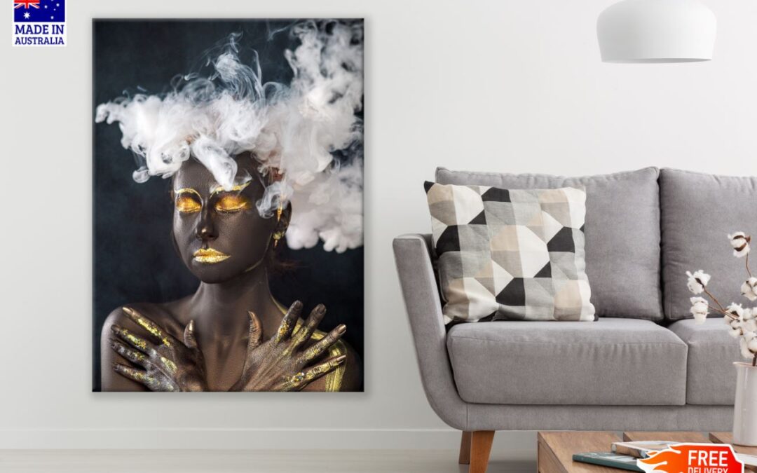 Gold & Black Makeup Girl Portrait Print 100% Australian Made