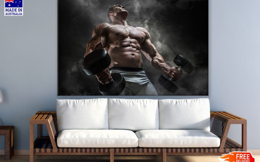Body Builder in Gym Photograph Print 100% Australian Made