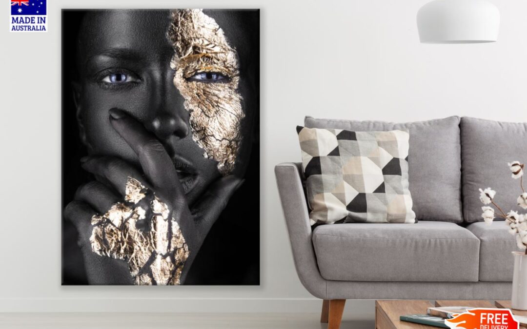 Girl with Gold & Black Makeup Print 100% Australian Made