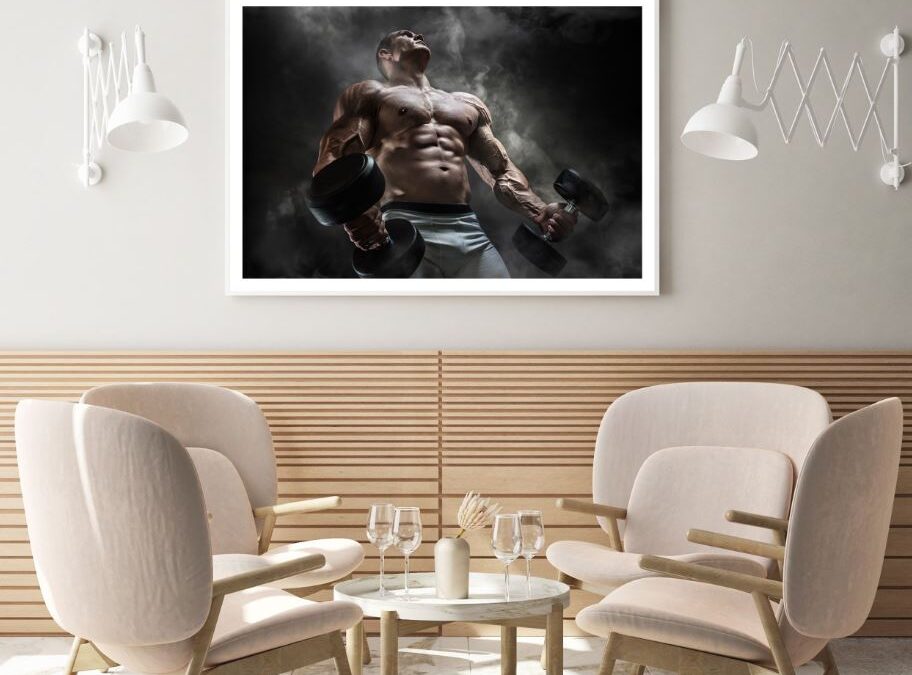Body Builder in Gym Photograph Home Decor Premium Quality Poster Print Choose Your Sizes