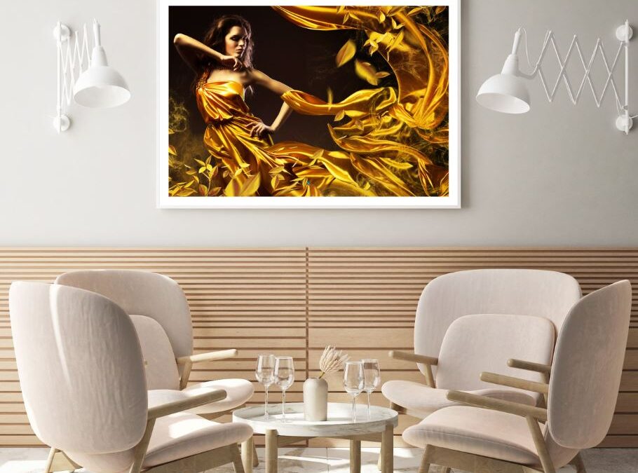 Girl with Golden Abstract Design Home Decor Premium Quality Poster Print Choose Your Sizes
