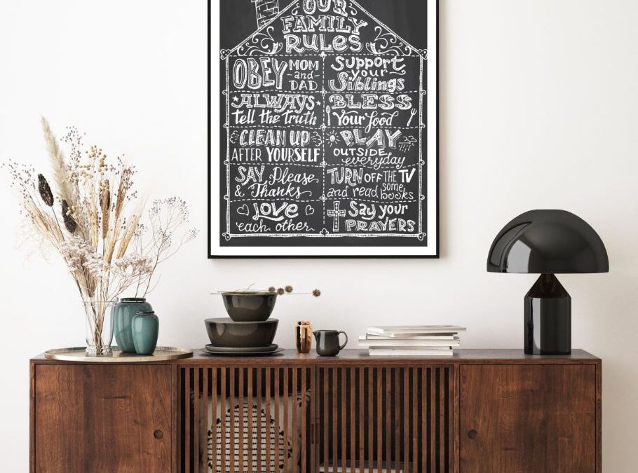 Family Rules Chalk Board Vector Home Decor Premium Quality Poster Print Choose Your Sizes
