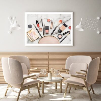 Makeup Items on Table Photograph Home Decor Premium Quality Poster Print Choose Your Sizes