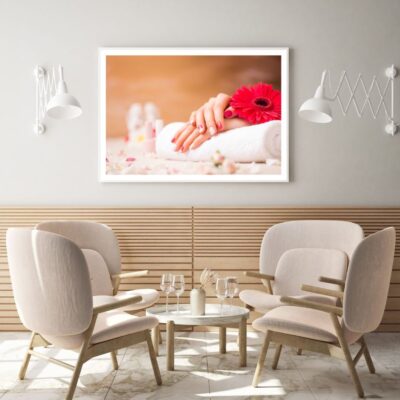 Red Flowers & Hand Closeup View Photograph Home Decor Premium Quality Poster Print Choose Your Sizes