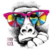 Monkey Face with Glasses Vector Home Decor Premium Quality Poster Print Choose Your Sizes - Image 2