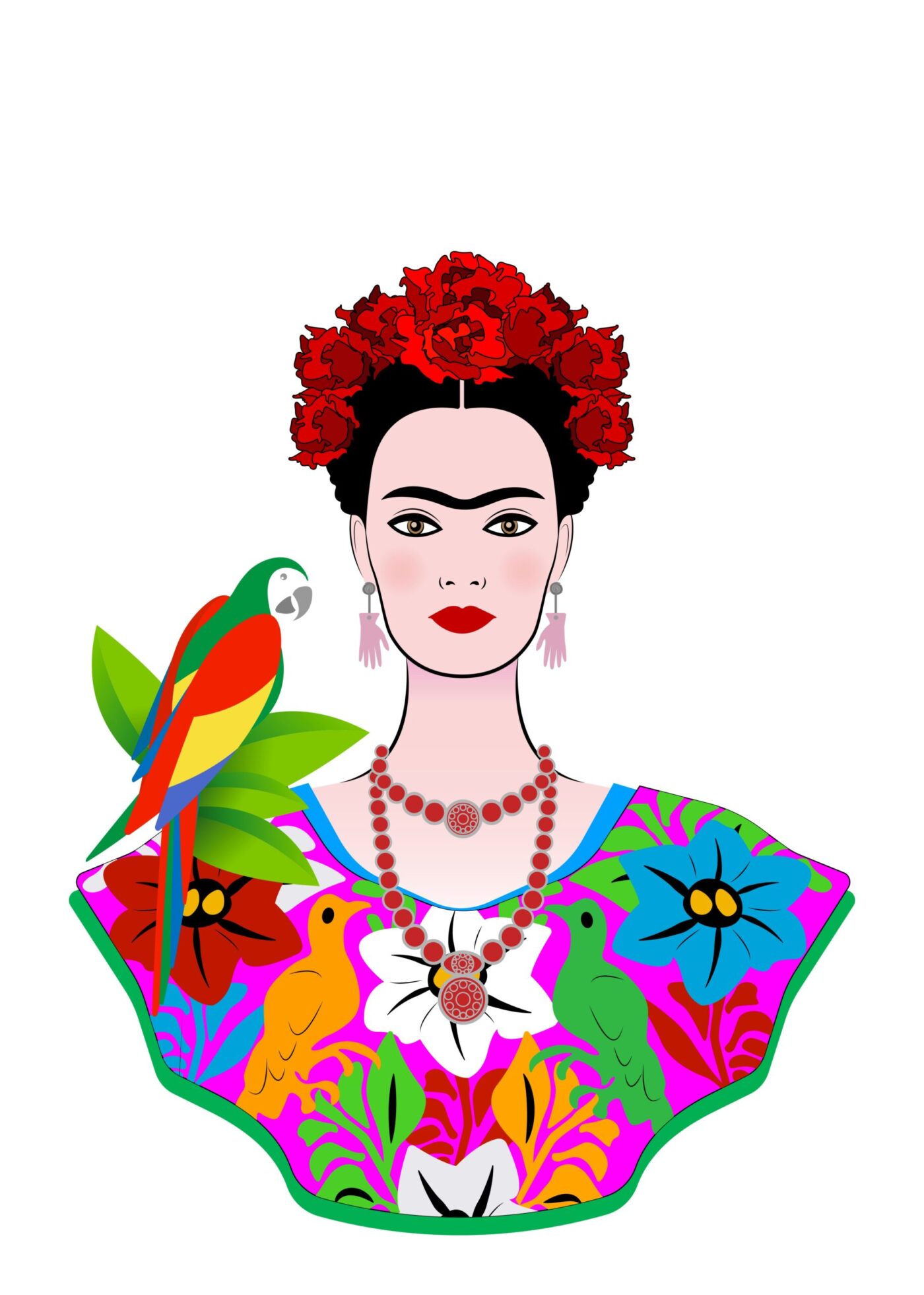 Girl with Colorful Flowers Vector Art Design Print 100% Australian Made - Image 2