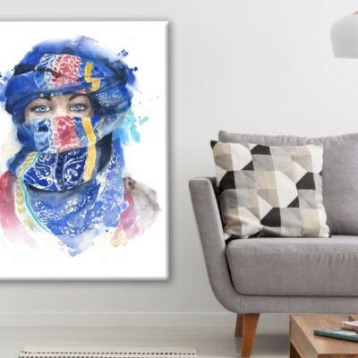 Girl Covering Face with Cloth Watercolor Painting Print 100% Australian Made