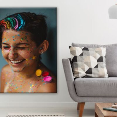 Smiling Girl with Color Dust Photograph Print 100% Australian Made