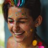 Smiling Girl with Color Dust Photograph Print 100% Australian Made - Image 2