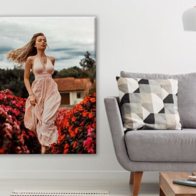 Girl Running in a Colorful Flower Field Photograph Print 100% Australian Made