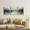 3pcs Mountain Forest & Lake Abstract Canvas Framed 40x60cm - High Quality Print 100% Australian Made Wall Canvas Ready to Hang - Image 2