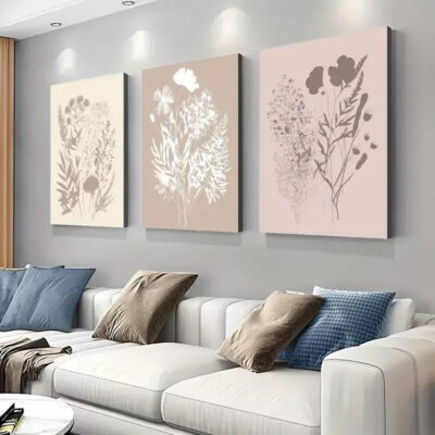 3pcs Abstract Wildflower Floral Botanical Art Canvas Framed 40x60cm - High Quality Print 100% Australian Made Wall Canvas Ready to Hang