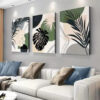 3pcs Bohemian Abstract Monstera Leaf Canvas Framed 40x60cm - High Quality Print 100% Australian Made Wall Canvas Ready to Hang - Image 2
