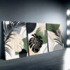 3pcs Bohemian Abstract Monstera Leaf Canvas Framed 40x60cm - High Quality Print 100% Australian Made Wall Canvas Ready to Hang - Image 3