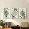 3pcs Abstract Geometric Prints in Green & Grey Canvas Framed 40x60cm - High Quality Print 100% Australian Made Wall Canvas Ready to Hang - Image 3