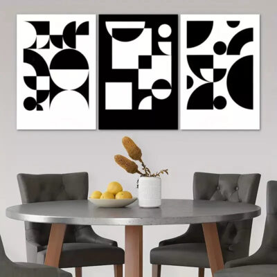 3pcs White & Black Abstract Canvas Framed 40x60cm - High Quality Print 100% Australian Made Wall Canvas Ready to Hang