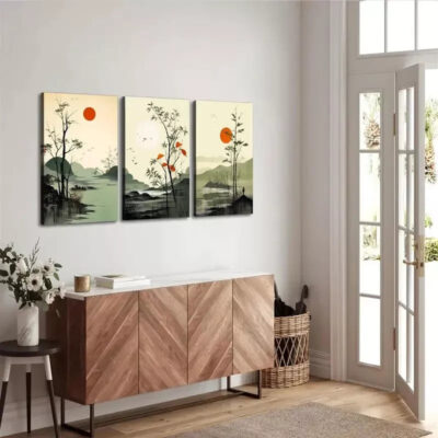 3pcs Abstract Forest Landscape Canvas Framed 40x60cm - High Quality Print 100% Australian Made Wall Canvas Ready to Hang