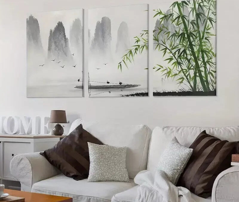3pcs Traditional Chinese Painting Canvas Framed 40x60cm – High Quality Print 100% Australian Made Wall Canvas Ready to Hang