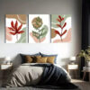 3pcs Green & Red Flowers and Grass Canvas Framed 40x60cm - High Quality Print 100% Australian Made Wall Canvas Ready to Hang - Image 2