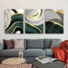3pcs Abstract Golden Green Marble Line Canvas Framed 40x60cm - High Quality Print 100% Australian Made Wall Canvas Ready to Hang - Image 2