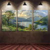 3pcs Beautiful Sunrise At The Horizon of Snow Mountain Canvas Framed 40x60cm - High Quality Print 100% Australian Made Wall Canvas Ready to Hang - Image 2